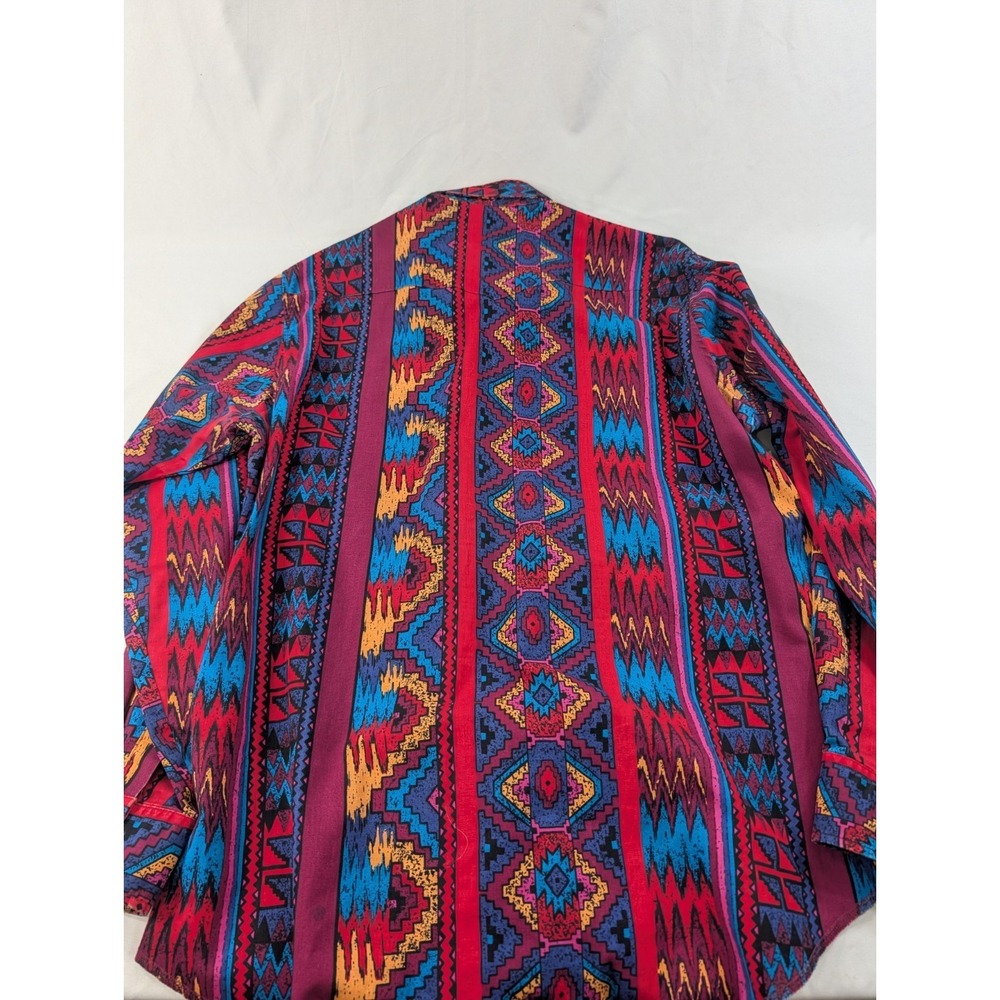 Vintage Wrangler Shirt Mens 17 36‎ XL Brushpopper Cowboy Aztec X Long Tails 90s - Picture 7 of 8